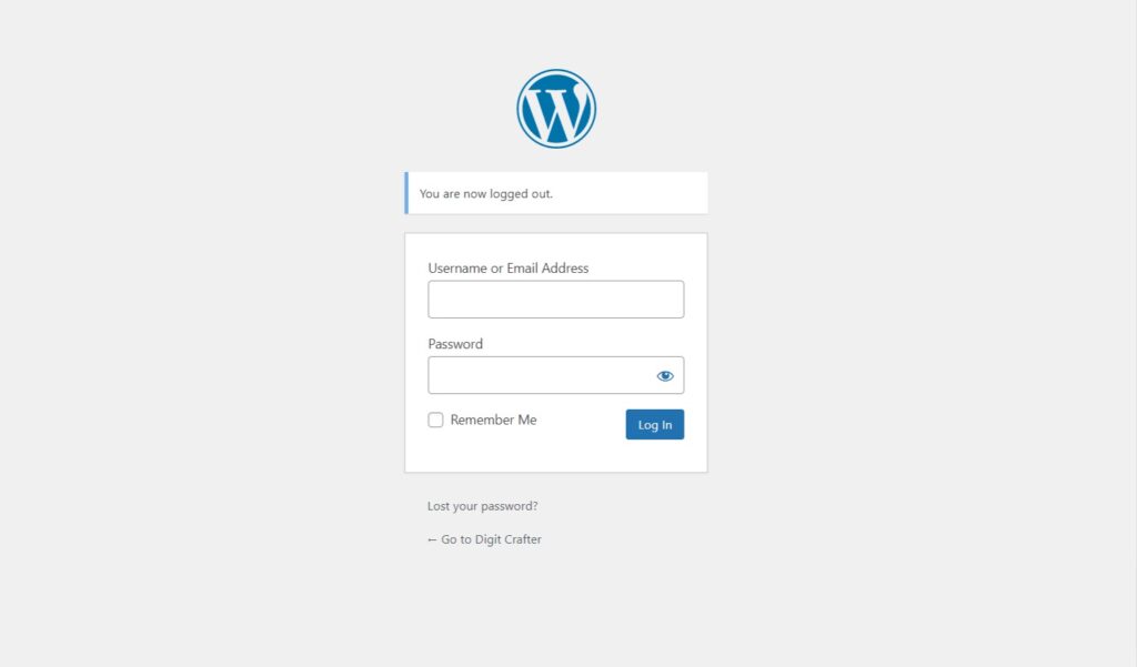 WordPress Login Screen to create an ecommerce website