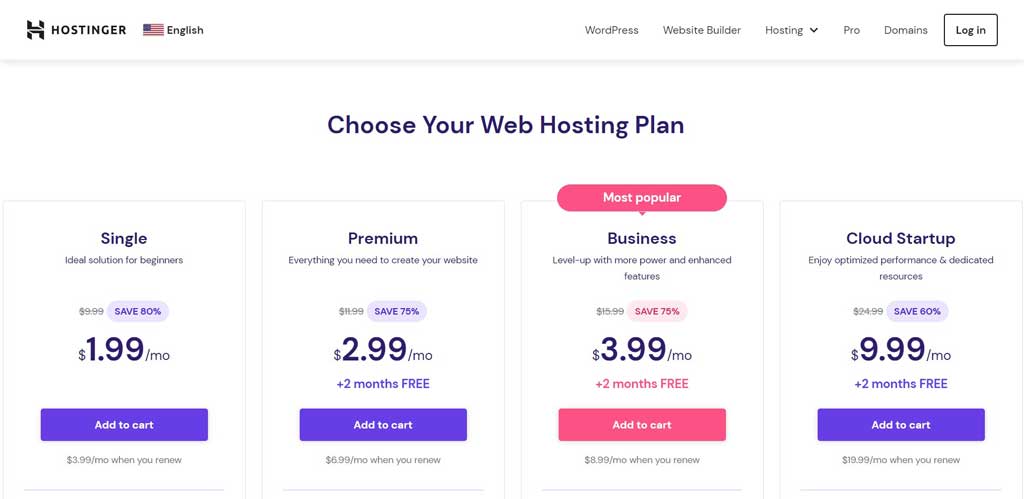 Hostinger Pricing Plans