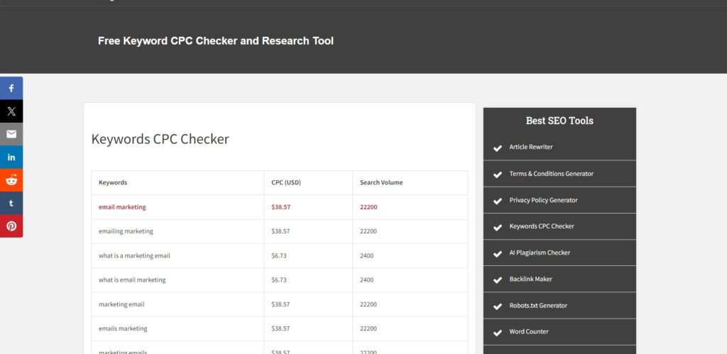 Free-Keyword-CPC-Checker-for Email Marketing Best Practice