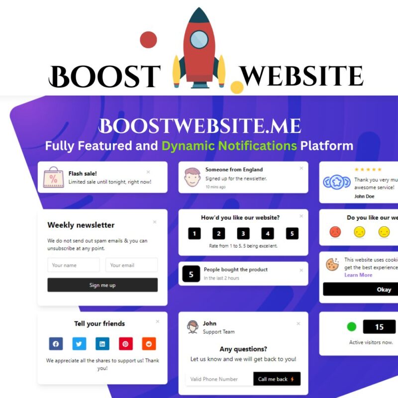 boostwebsite with FOMO Widgets and notifications